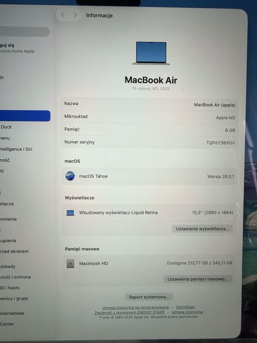 Macbook Air 15” M2 Starlight 8/256gb Stan Idealny Gwarancja 24 Miesiac
