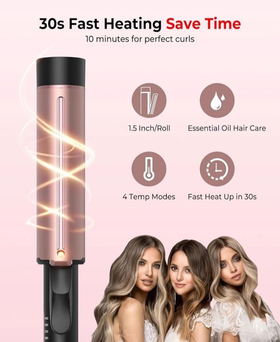 Lokówka ceramiczna UKLISS 40mm 4 temperatury 140°C-200°C DUŻE LOKI