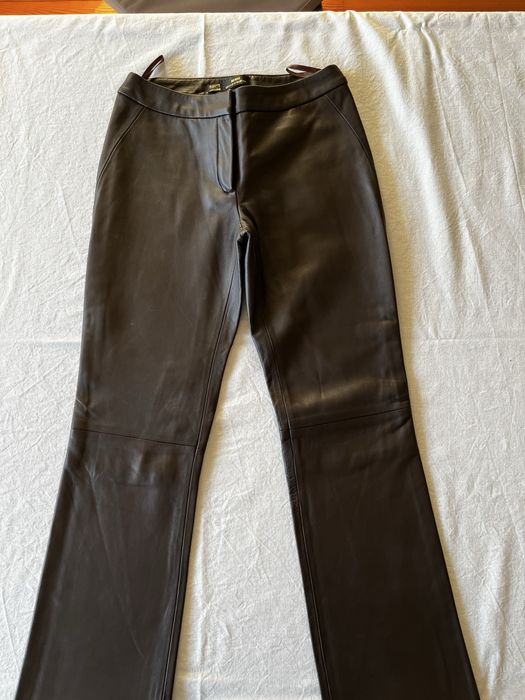 Calças de senhora, 100% pele ovelha, cor castanha