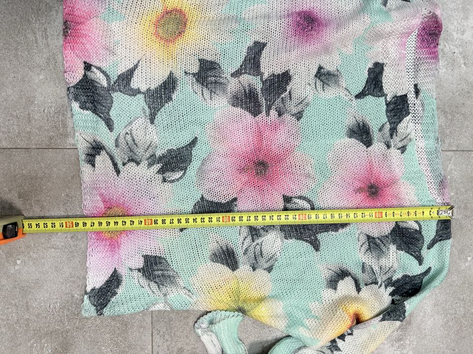 Sweterek nietoperz w kwiaty miętowy S Moda Italia