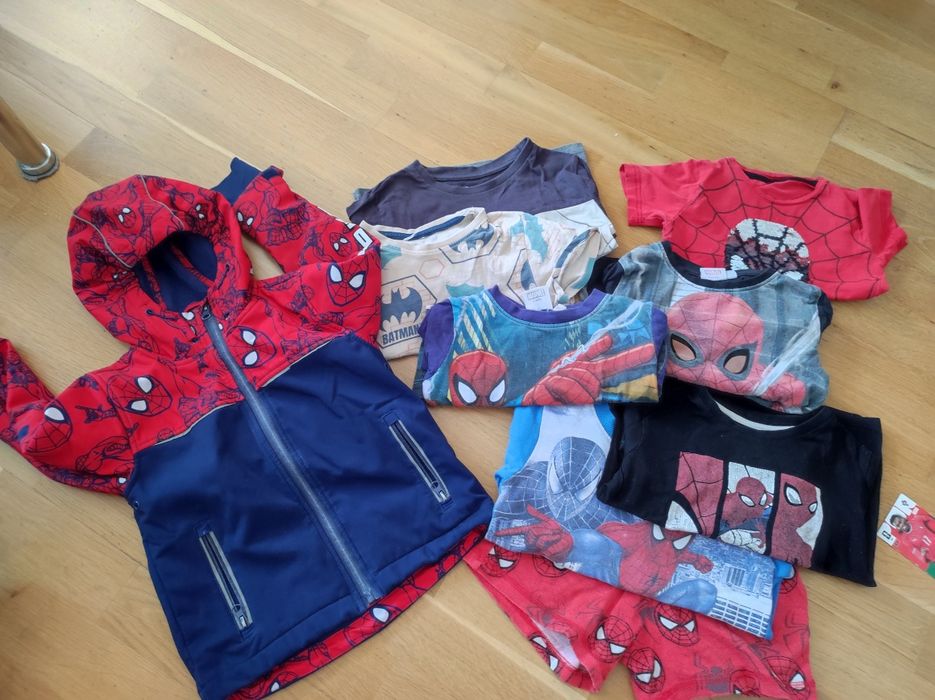 Paka ubranek Spiderman 104 smyk spodnie kurtka Softshell bluzki