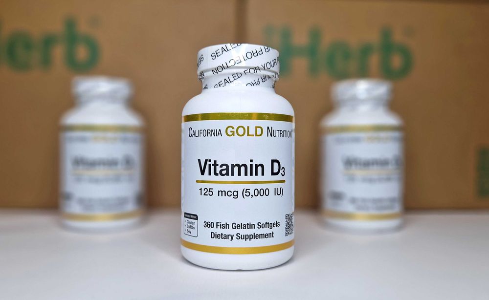 Вітамін Д3, 5000 мо (125 мкг), 90 та 360 капсул, California GN (США)