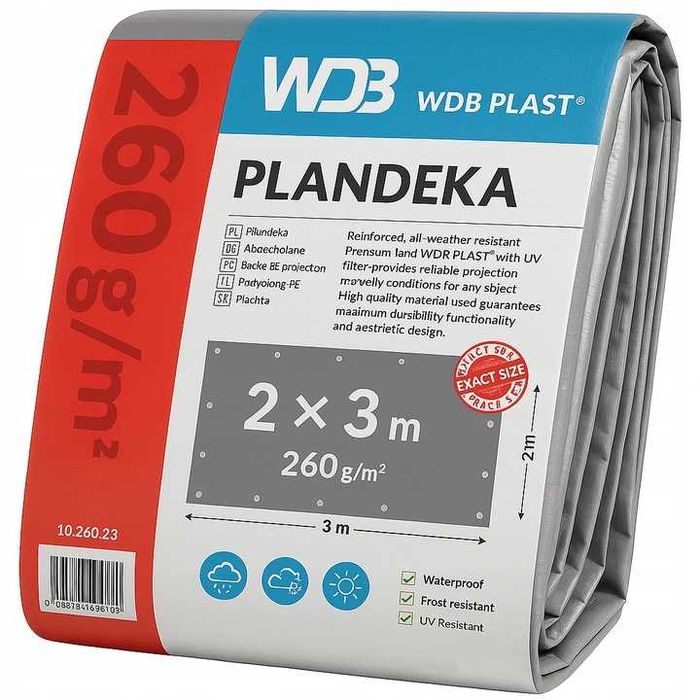 Plandeka ochronna 2×3 m wodoodporna gruba 260g