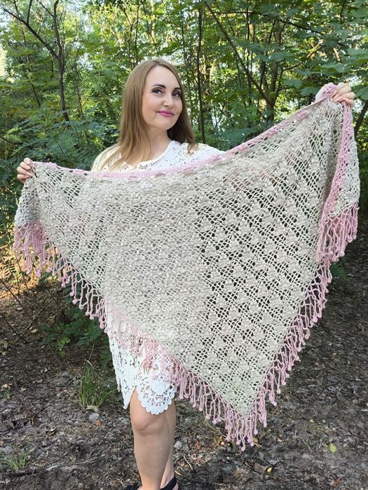 Платок шарф вязаный коза