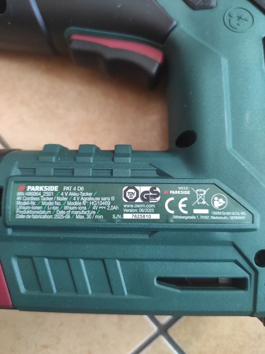 Степлер акумуляторний НІМЕЧЧИНА Parkside PAT 4 D6 аккумуляторный