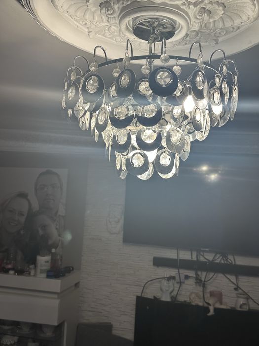 Żyrandol srebrny z kamieniami