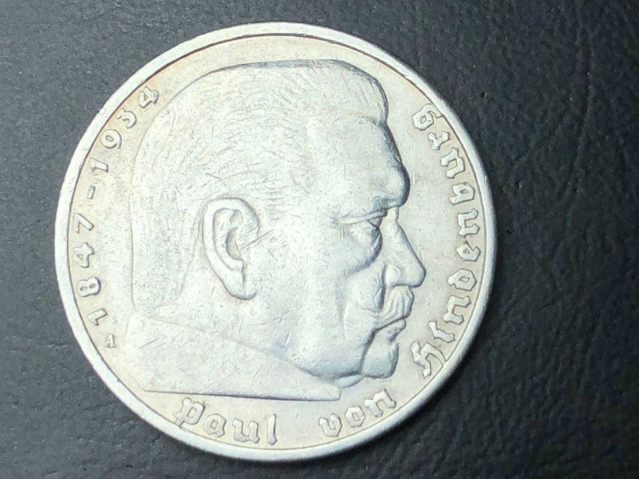5 Reichsmark Alemanha 1936 Letra A - Prata