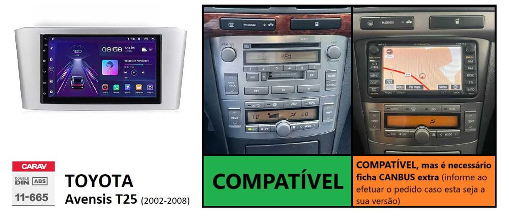 Rádio 2DIN [4+64GB] • Toyota AVENSIS (2002 a 2015) • Android T25 T27