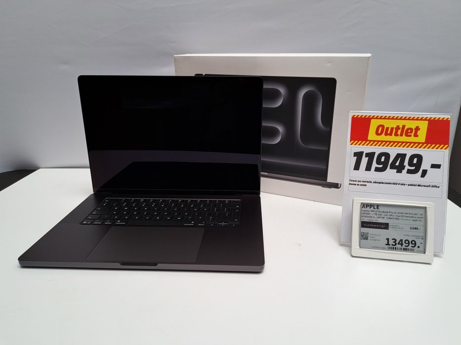 APPLE Laptop MacBook Pro 16 (2026) M5 Pro 18C / 24 GB RAM / 1 TB SSD / 20C GPU / macOS Gwiezdna czerń MGEA4ZE/A + Gwarancja 4 lata + MS Office