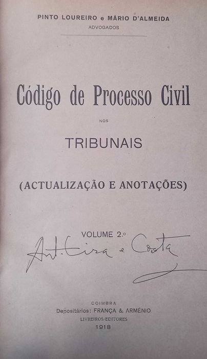 Código Processo Civil nos Tribunais 1918 Pinto Loureiro. M. D´Almeida