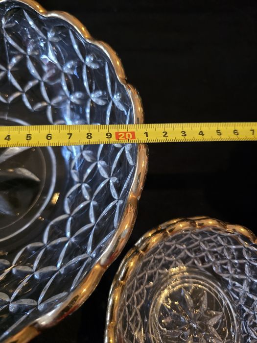 Conjunto de Taças de Sobremesa Antigas Vidro Trabalhado e Ouro