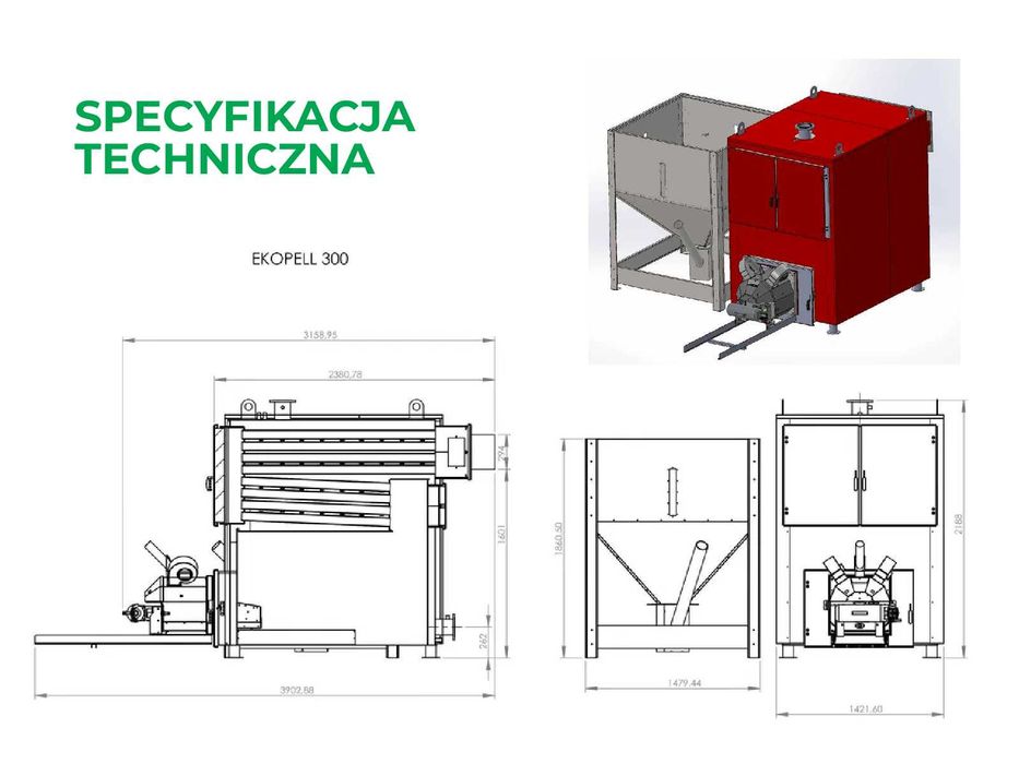 Kocioł na pellet EKOPELL 300kW 5 klasa A+ piec z dotacją ECODESIGN