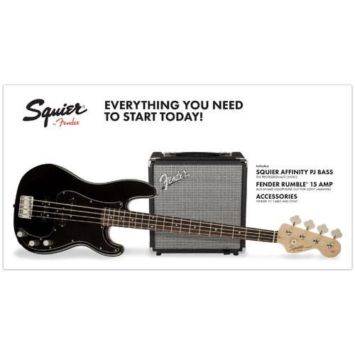 Pack Baixo PJ Bass Black Squier (Fender) NOVO - oferta AFINADOR