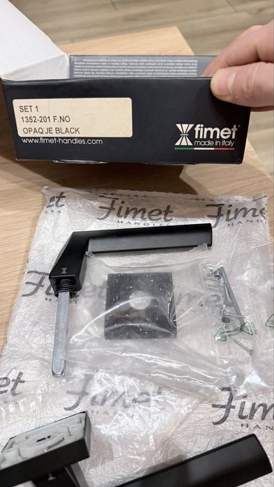 Klamka Fimet nowa czarna rozeta kwadrat