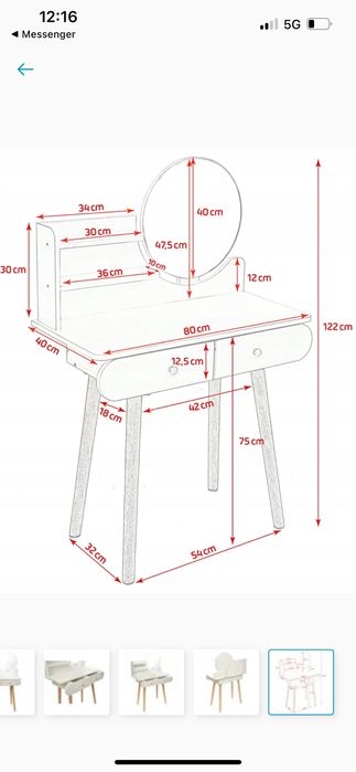 Toaletka damka biala z led