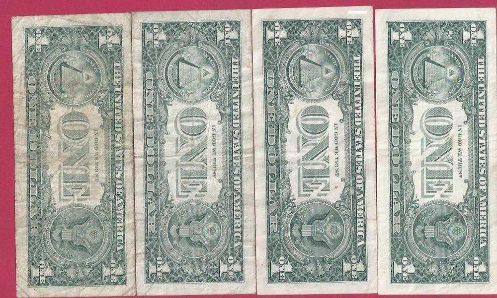 NOTAS DOS E.U.AMERICA 4 DE 1 DOLAR ANTIGAS