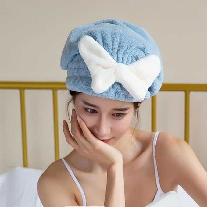 Chłonny ręcznik czepek turban do suszenia włosów z mikrofibry gruby
