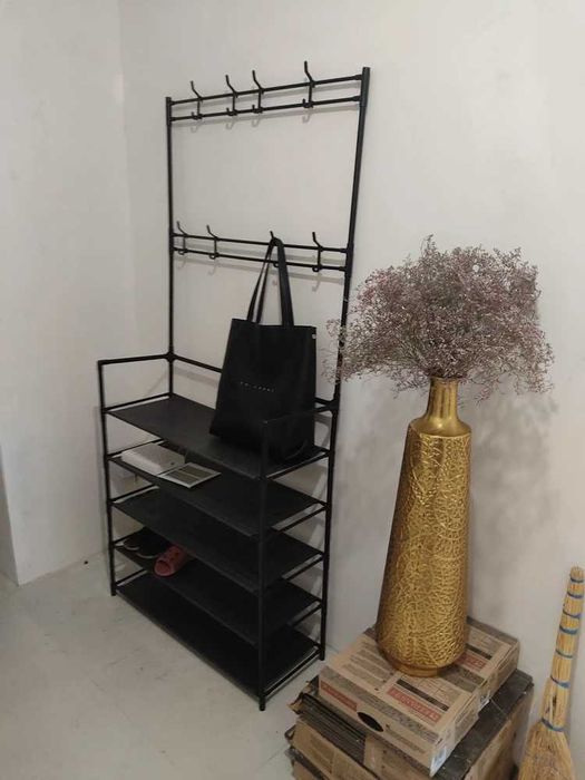 Полка-вішалка для взуття та одягу універсальна вешалка напольна