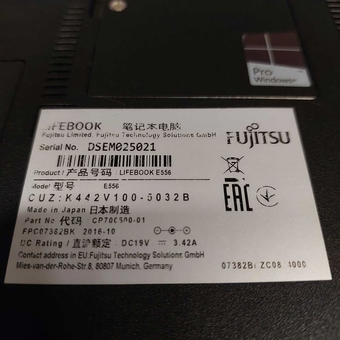 Ноутбук Fujitsu Е556p 15,6' 3855U DDR4 4GB HDD 500GB