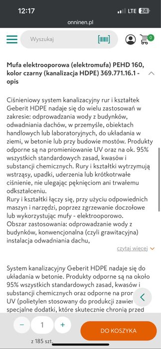 Kolano PEHD 160/45 do kanalizacji mufa 110 kanalizacyjne