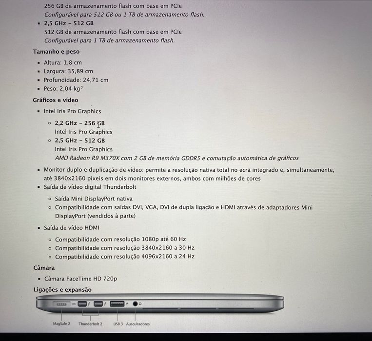 MacBook Pro (Retina, 15 polegadas, i7, 2015)