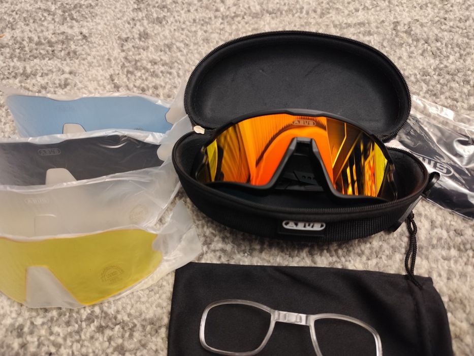 Okulary Abus Zestaw +4 Szkła Lustrzane Rowerowe Komplet Sportowe Do Biegania