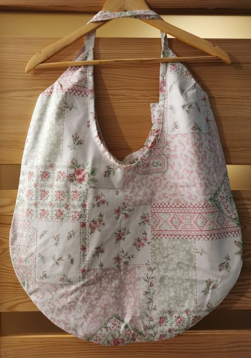 Ręcznie szyta duża Torba shopper kokardka kwiatki styl angielski