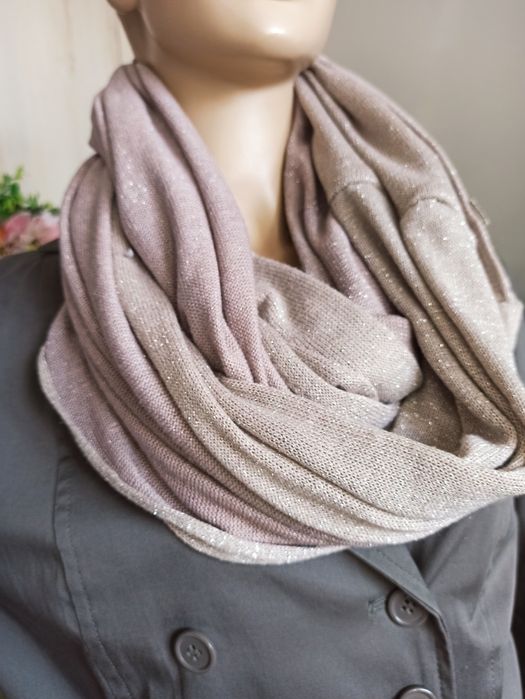 Sg Szal szalik tuba beżowy wpadający w brudny róż