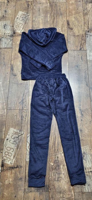 Granatowy włoski dres damski premium welurowy welur cudo S