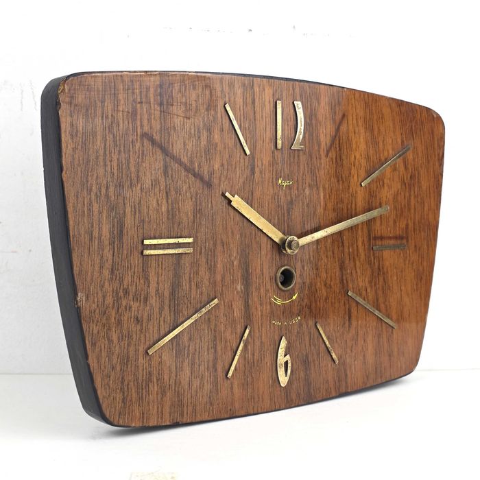 Majak Stary Drewniany Mechaniczny Zegar Vintage Art Deco Mid Century