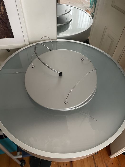 Candeeiro de suspensão diametro 60cm aluminio e vidro satinado