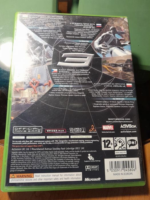 Spider-Man 3 .Okładka Pl.Stan idealny.X box 360