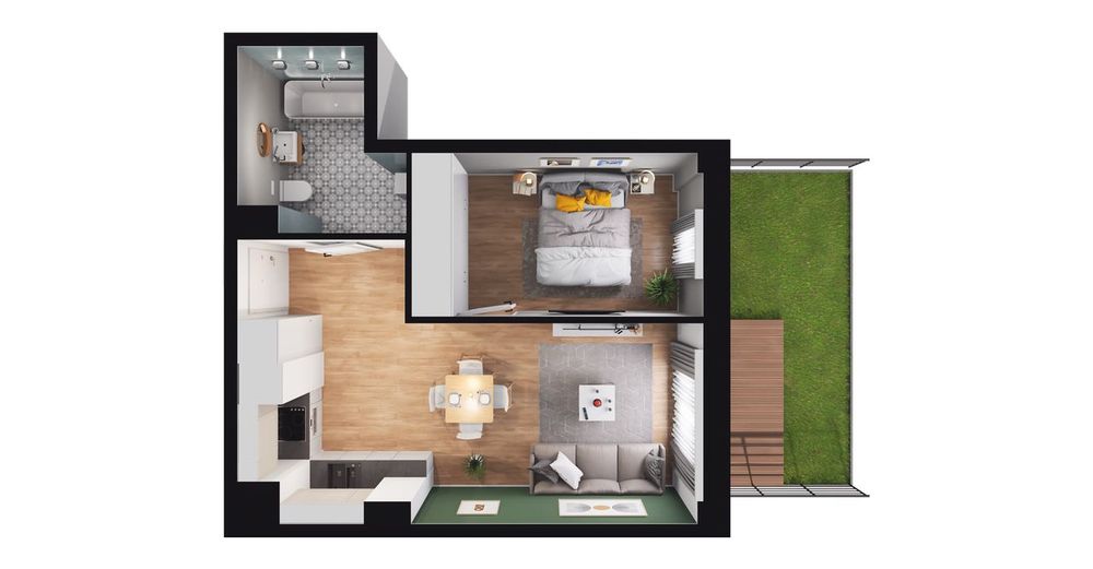 2-pokojowe mieszkanie 39 m² + ogródek - Widok 2