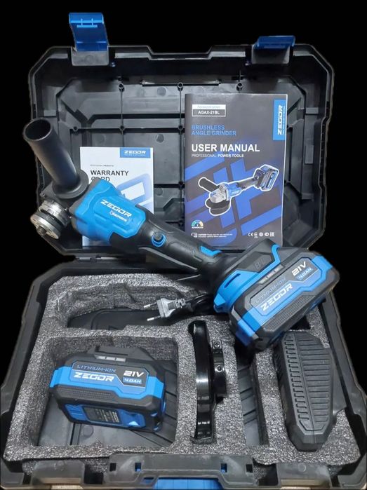 Болгарка Zegor AGAX-21BL KickBack Control (2 акум по 4амп кейс ЗУ)
