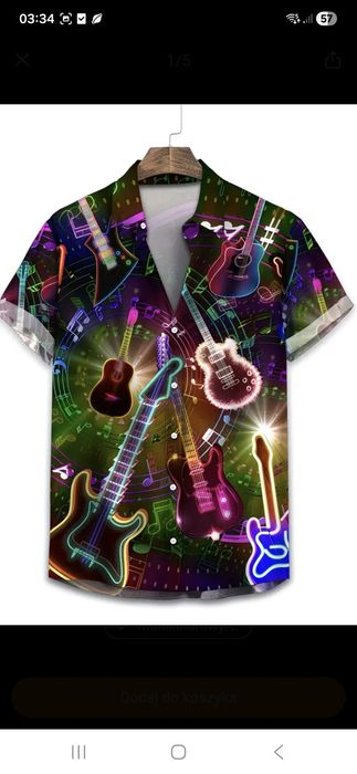 Koszula męska L z muzycznym motywem