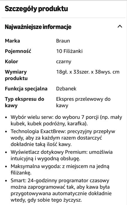 Nowy Ekspres Braun MultiServe KF9050; Certyfikat ECBC; Okazja!