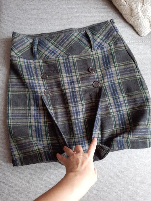 Spódniczka spódnica w kratę z podszewką XS