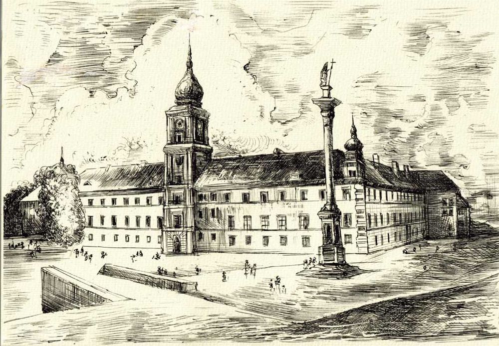 3 prace tworzące cykl pt."Warszawa w grafice "