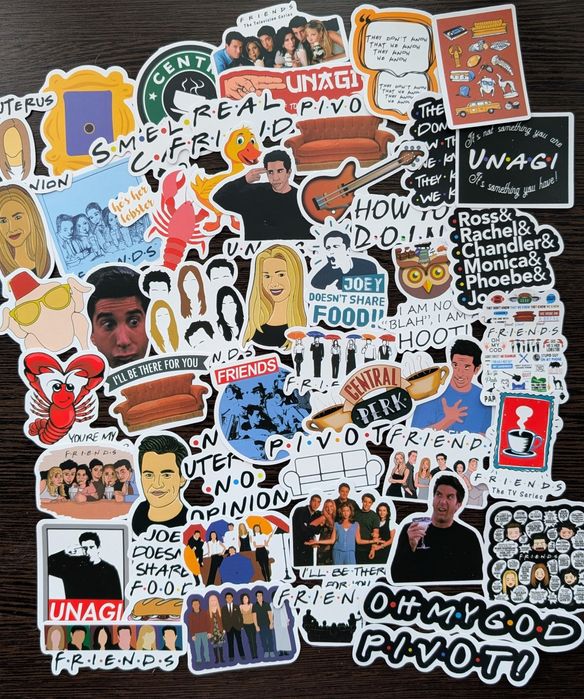 Набор наклеек сериал друзья friends стикеры наклейки на ноутбук