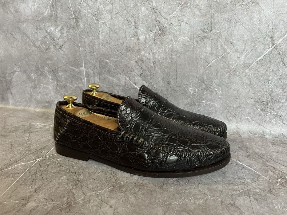 Santoni туфли мужские кожа крокодила 45