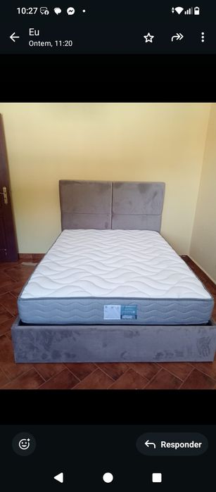 Cama de casal cinzenta  bom estado
