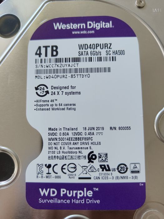 Dysk HDD 4TB WD4PURZ do pracy ciągłej