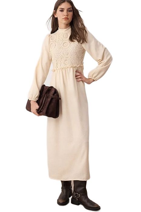 Trendyol elegancka sukienka długa koronka marszczenia 38 5ea