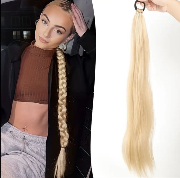 Шикарне синтетичне волосся  на резинці 71 см блонд