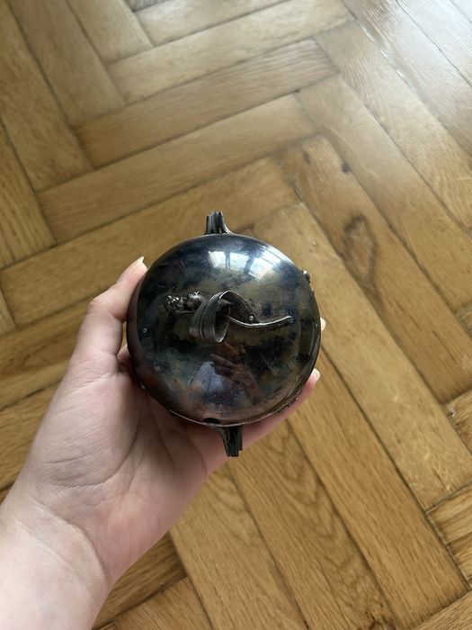 Posrebrzana cukiernica Hefra konwalie Plater vintage