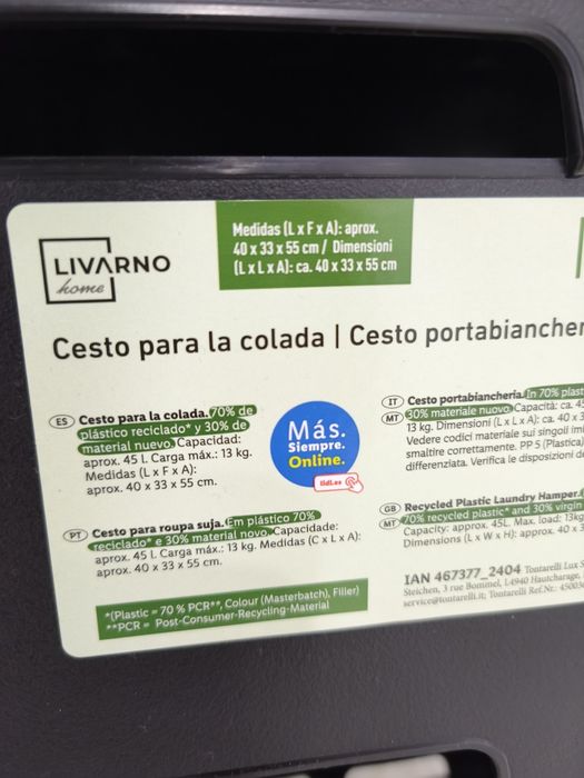 Cesto de roupa suja novo