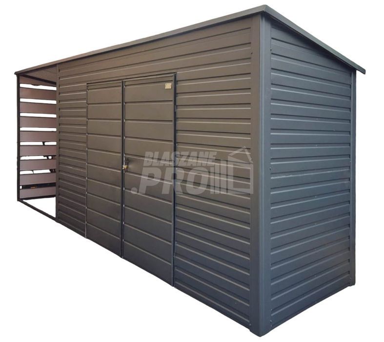 Schowek - domek ogrodowy 4x1 - wiata 2x1  antracyt GP627