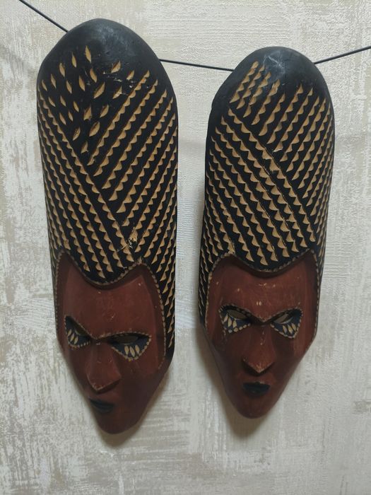 Африканская деревянная маска ручной работы Стиль Бауле/Ашанти