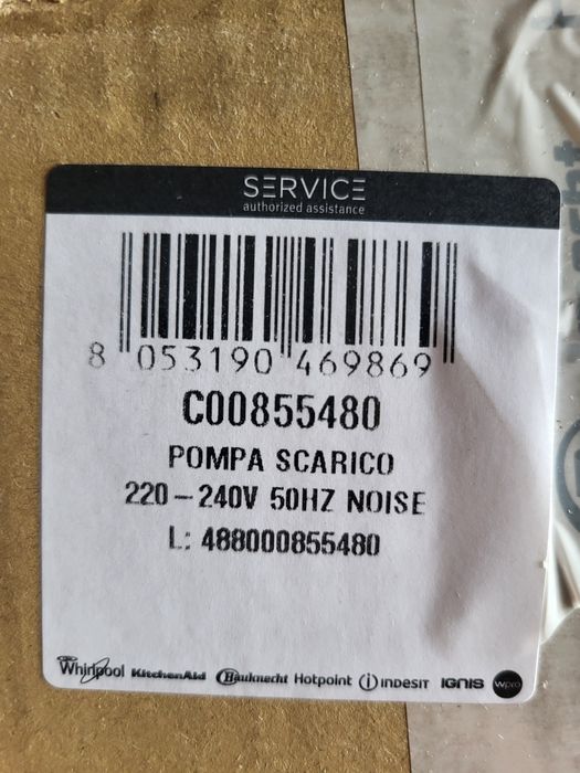 Pompa odpływowa pralki Whirlpool Indesit C00507.308 C00855.480