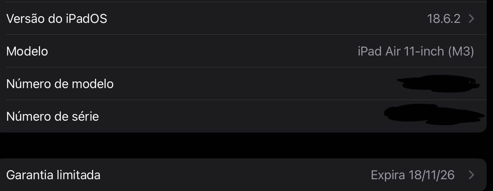 iPad Air M3 11" 256GB - Como novo, ainda na garantia